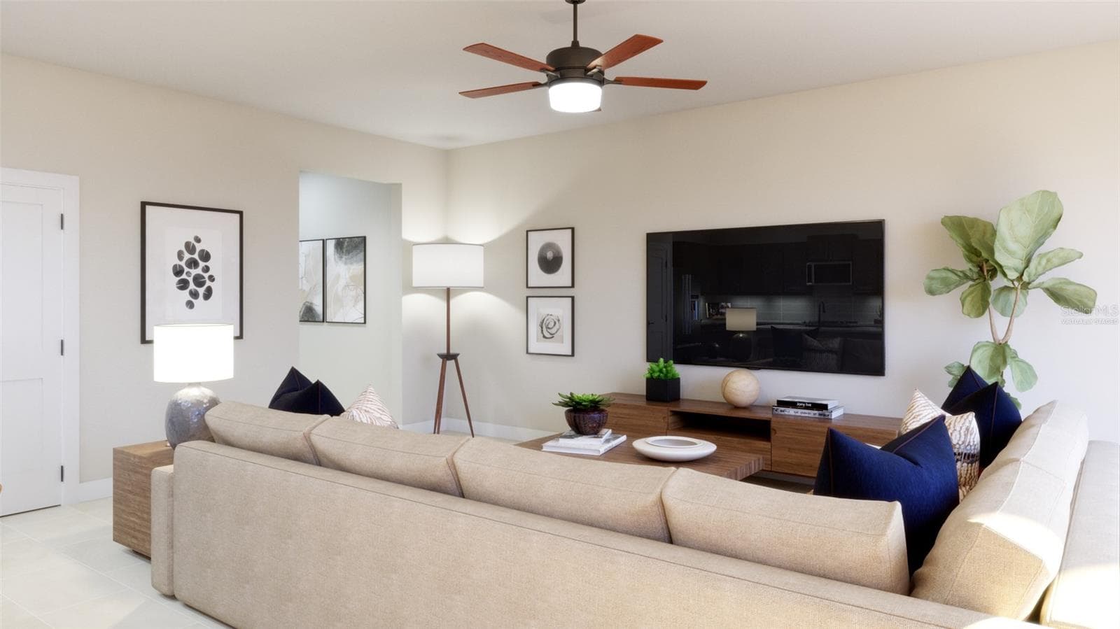 Family Room Rendering (Virtually Staged) - 441 MARION LOOP, HAINES CITY