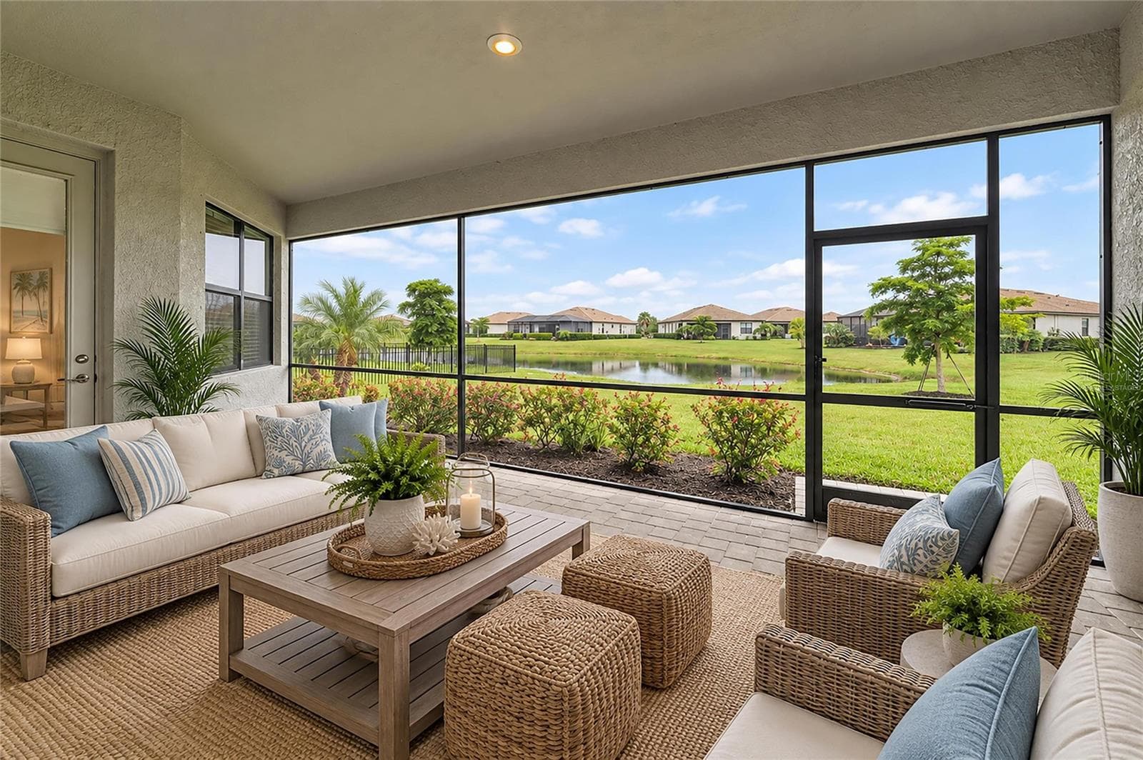 Virtually Staged Lanai w/Water view - 15332 SERENE SHORES LOOP, BRADENTON