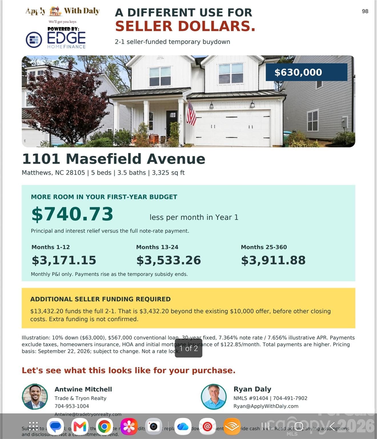 Use the 10k Credit to buy down rate - Matthews