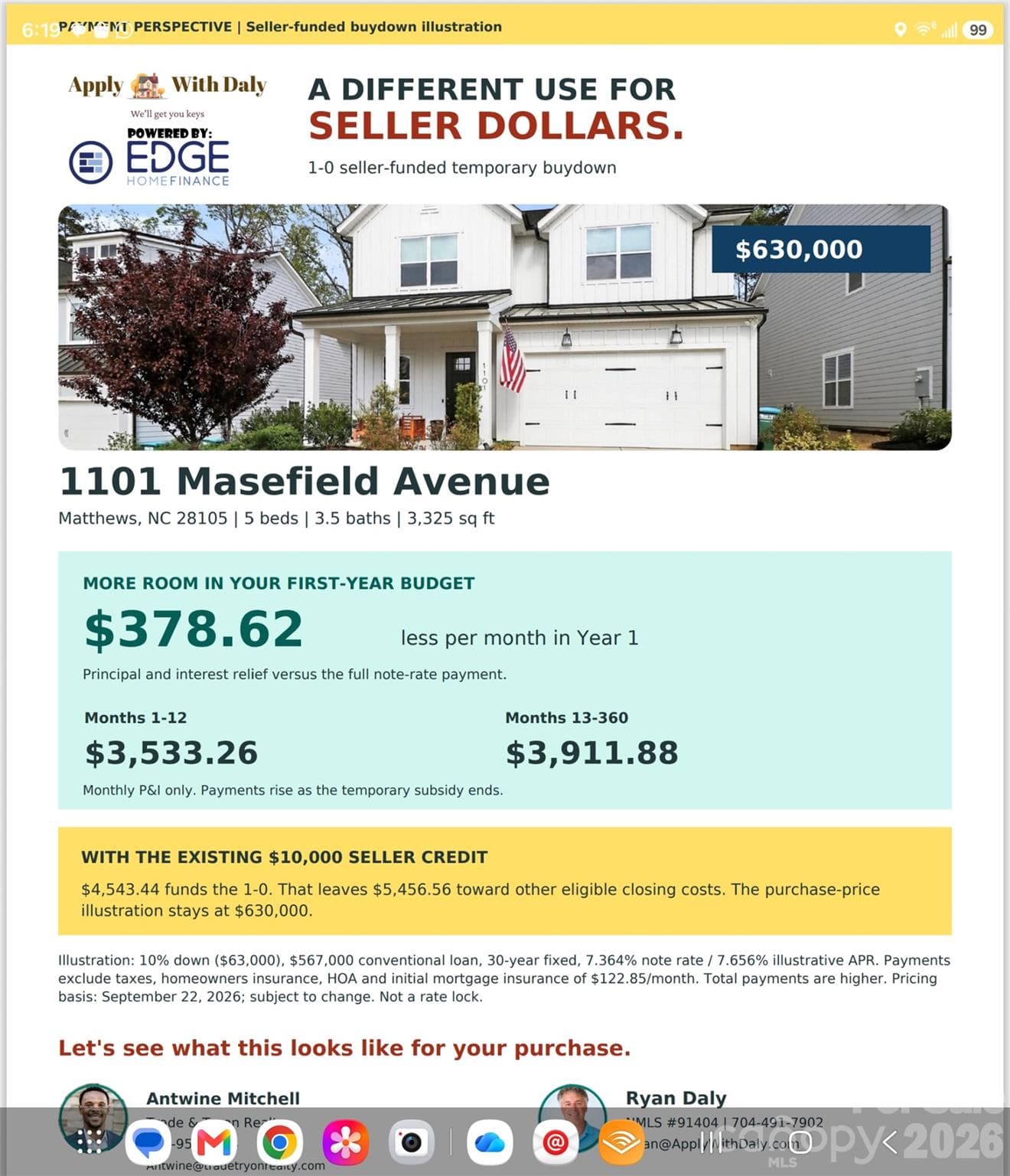 Use 10k credit to buy down rate - Matthews