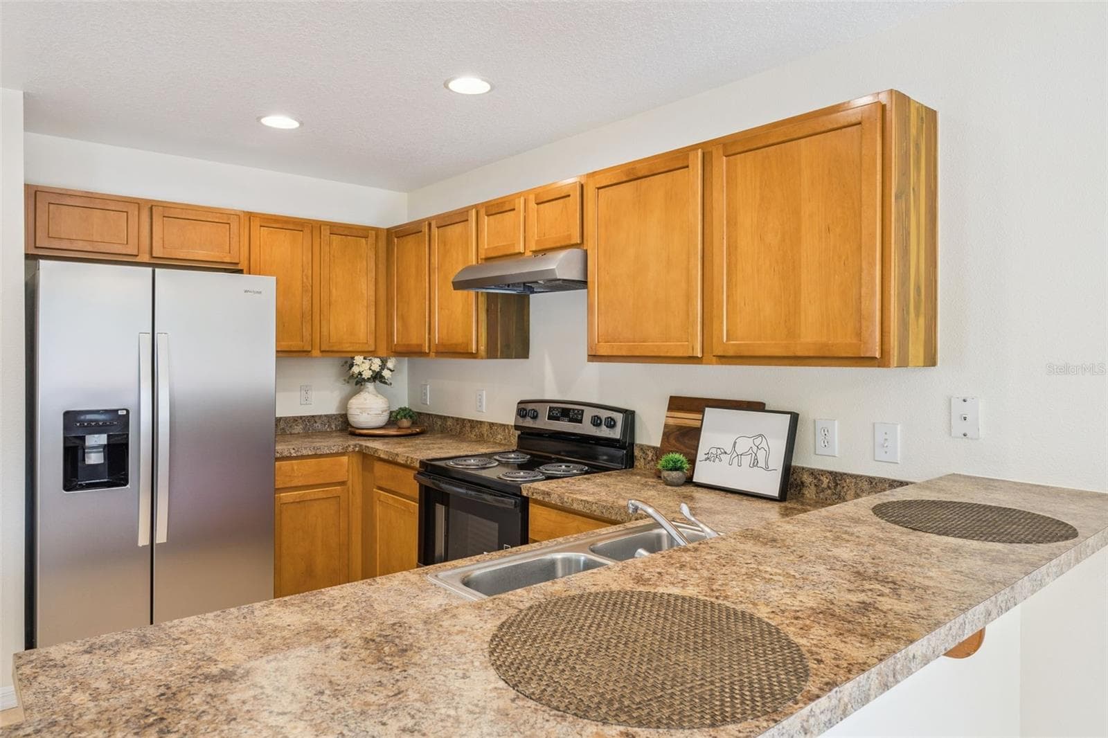 Kitchen with stainless steel appliances and counter space - 2020 PORTCASTLE CIR, WINTER GARDEN