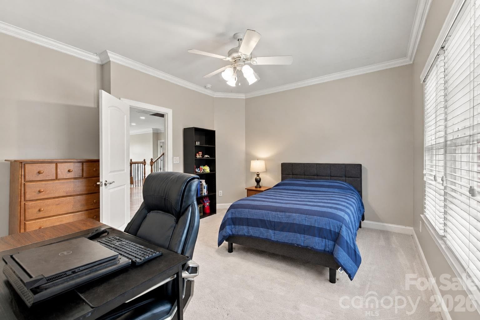 One of four additional bedrooms on the home's second floor. This one shares an en-suite Jack & Jill bath. - 2309 Highland Forest Drive, Waxhaw