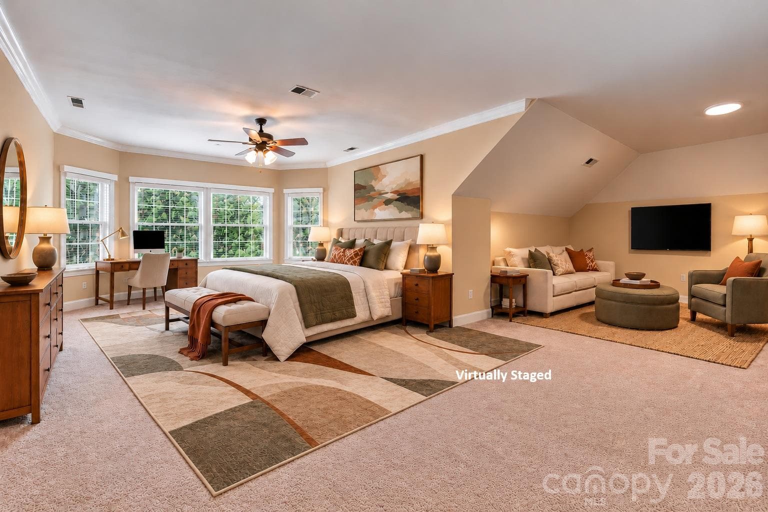 Virtually staged 3rd floor to show how you can use this space as a self-contained bedroom suite for a live-in au pair, caregiver, or for longer term guests. - 2309 Highland Forest Drive, Waxhaw