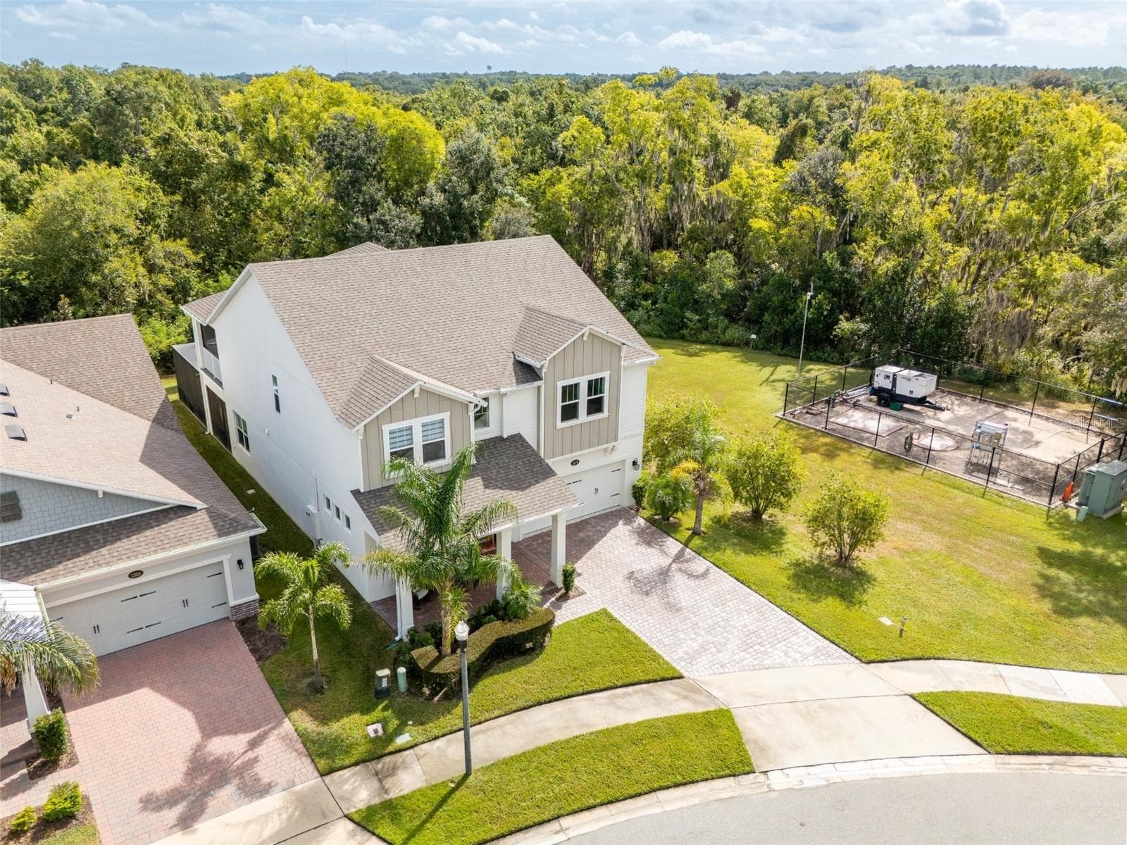 Aerial view showcasing conservation surroundings with no rear neighbors or neighboring home on the right. - 1316 SOUTHERN SUN DRIVE, OAKLAND