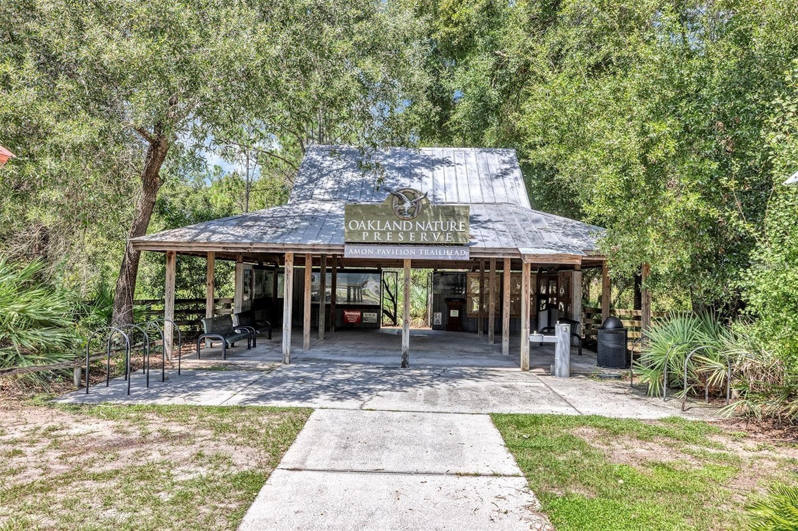 Shaded trailhead pavilion at Oakland Nature Preserve, a welcoming starting point for exploring nature. - 1316 SOUTHERN SUN DRIVE, OAKLAND