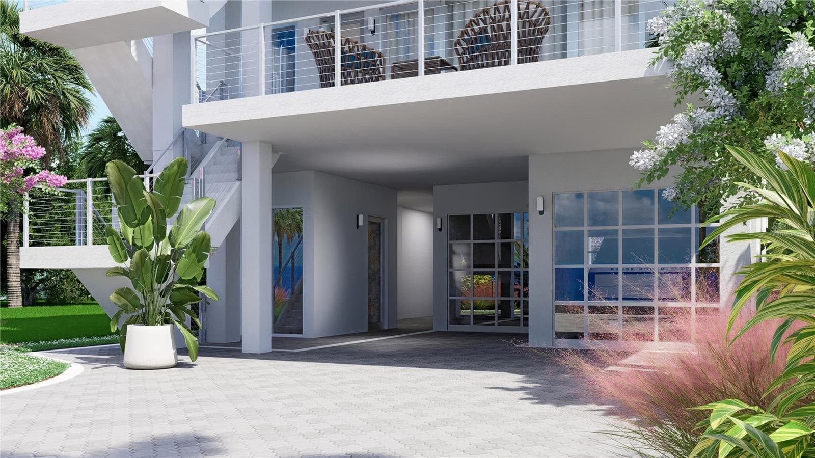Virtually Staged- Ground level entrance to garage, elevator and storage. - 6608 S ATLANTIC AVE, NEW SMYRNA BEACH