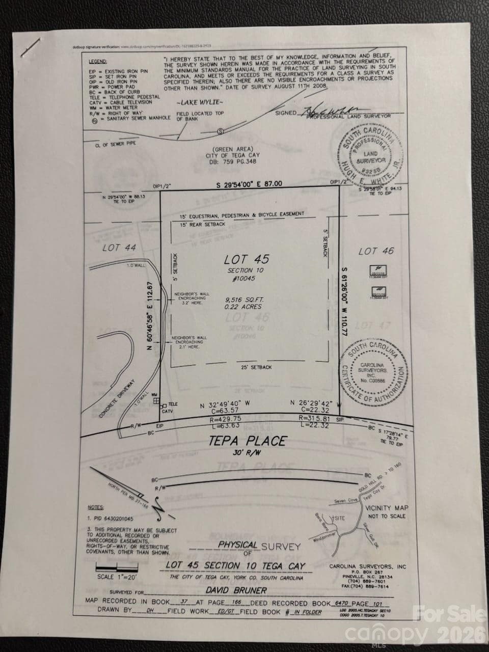 Old Survey - 10045 Tepa Place, Tega Cay