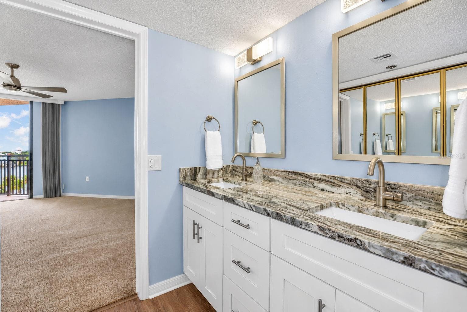 Updated primary bathroom with double vanity and closet remodel - 690 ISLAND WAY #606, CLEARWATER