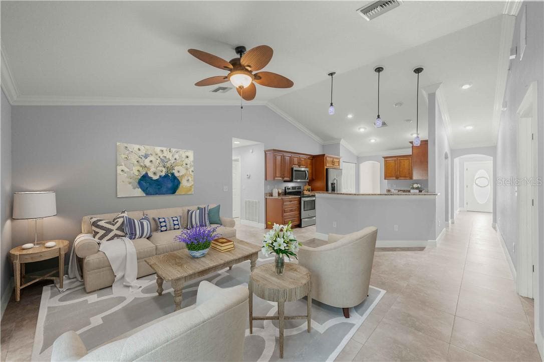 View Into Living Room-Virtually Staged - 16376 SE 81st CT, SUMMERFIELD FL 34491