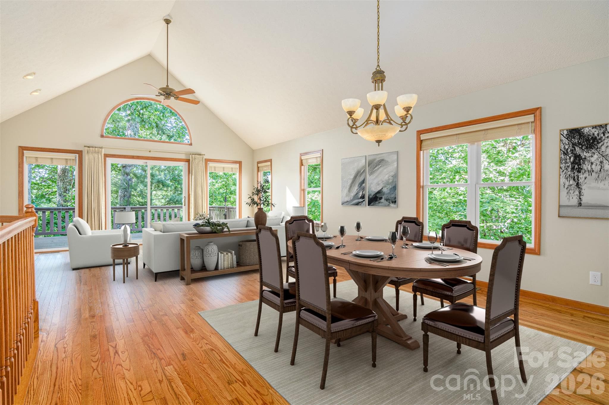 Great Room & Dining - Virtual Staging - 299 Carriage Summitt Way, Hendersonville