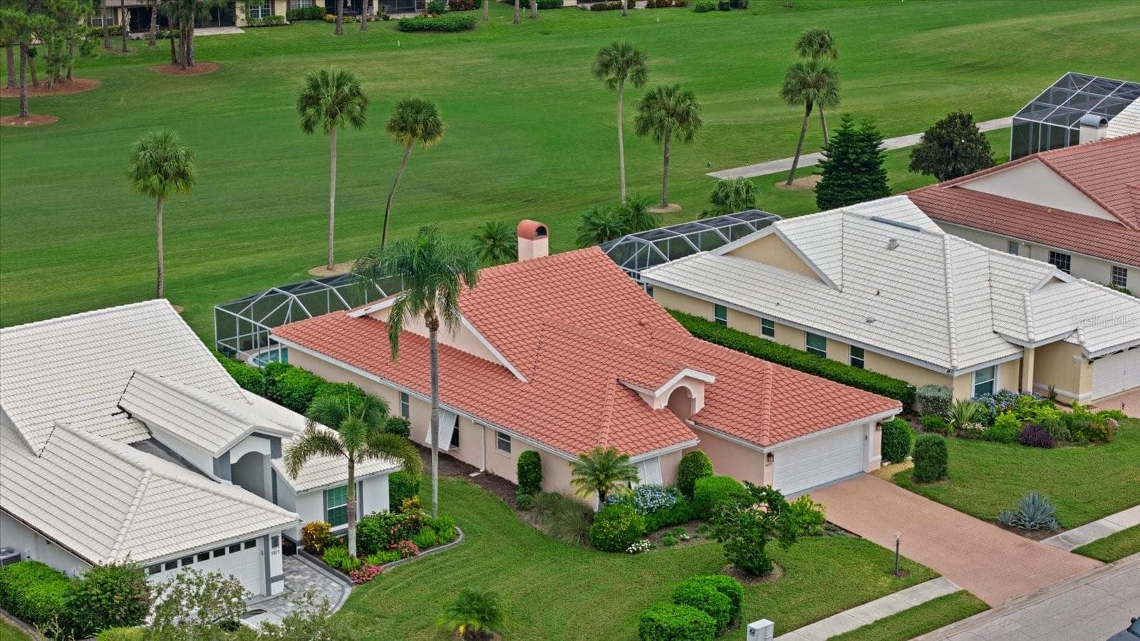 Home - Aerial view on Golf Course - 5815 FAIRWOODS CIR, SARASOTA