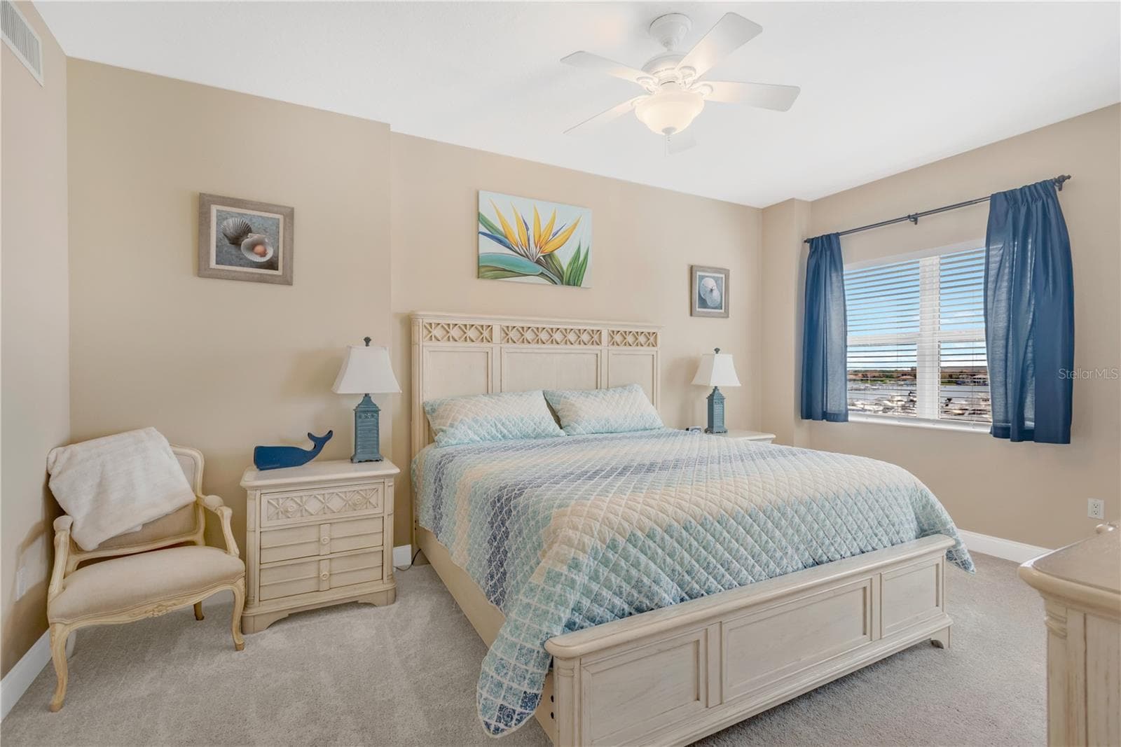 Primary Bedroom with windows overlooking the Marina - 606 RIVIERA DUNES WAY #405, PALMETTO