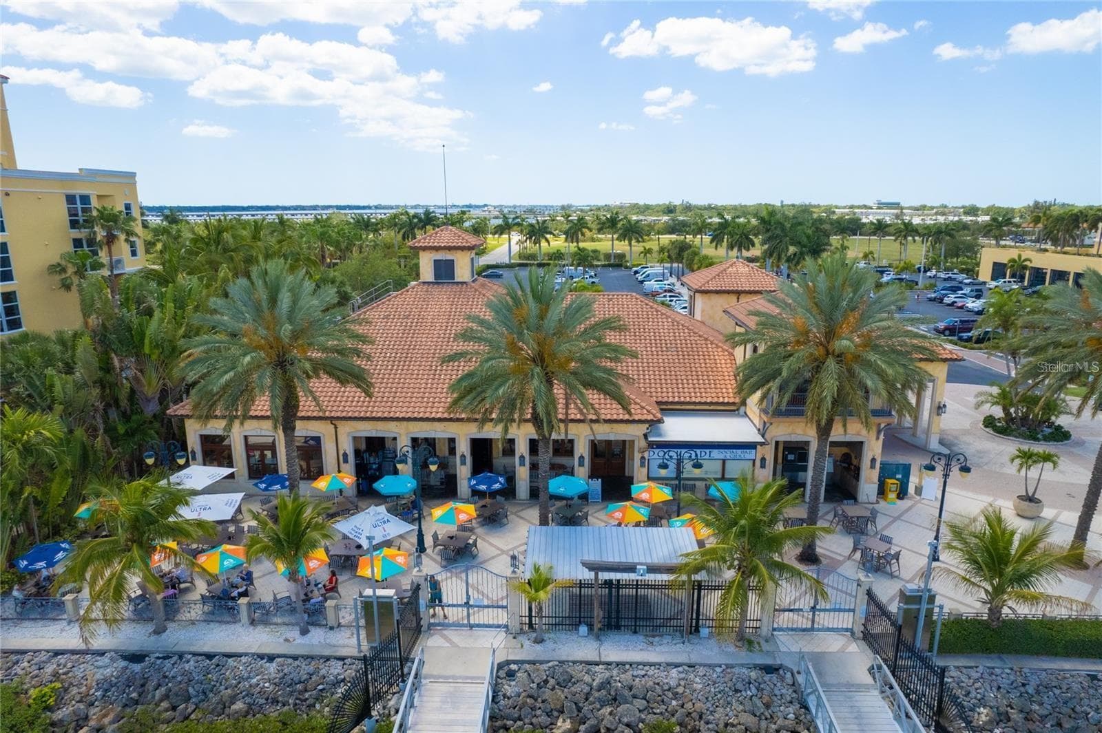 Adjoining Full Service Restaurant - Aerial Patio View - overlooking the Riviera Dunes Marina - 606 RIVIERA DUNES WAY #405, PALMETTO
