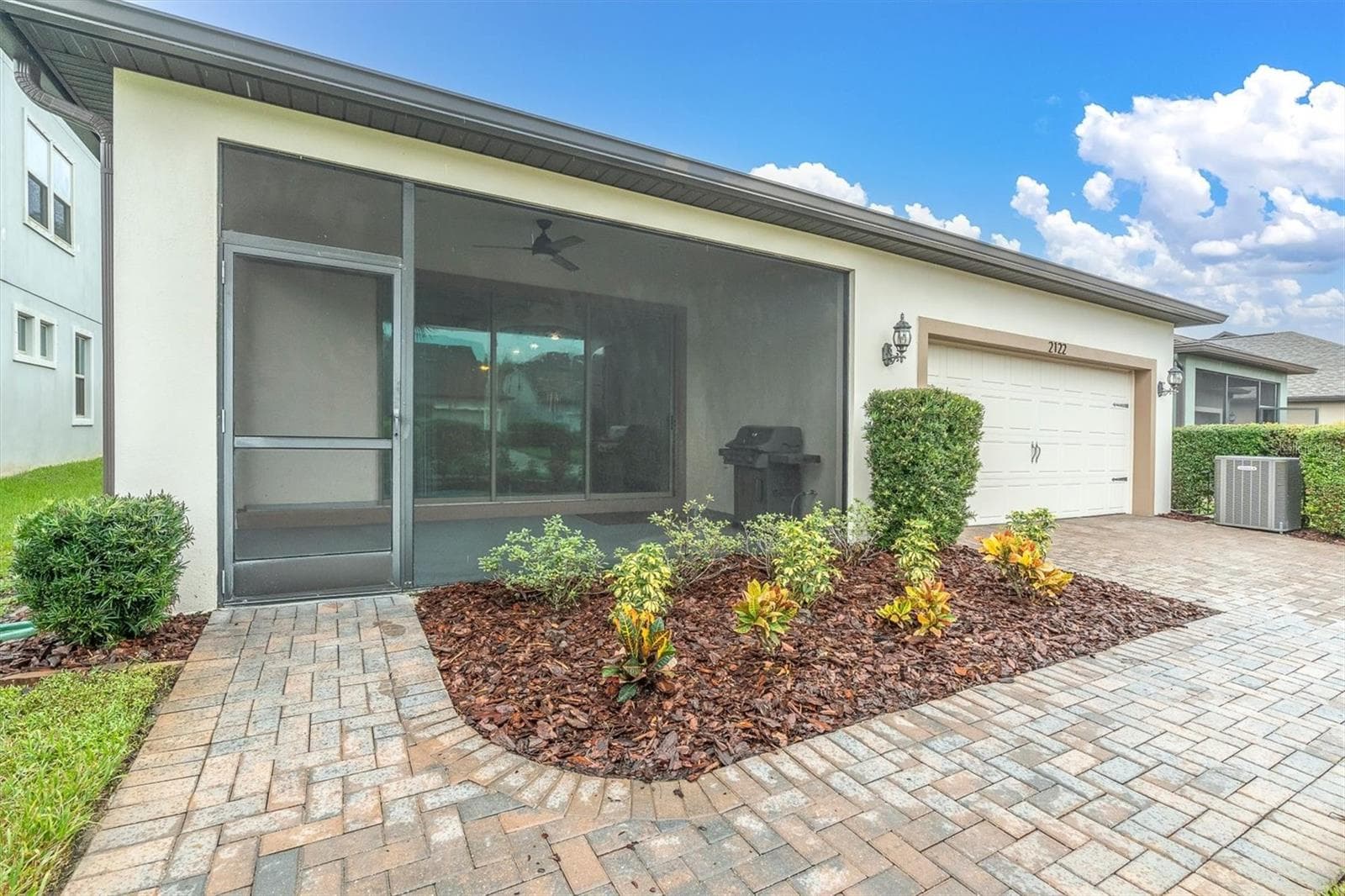 Backyard with paver patio and landscaping - 2122 LONG SPUR, ODESSA