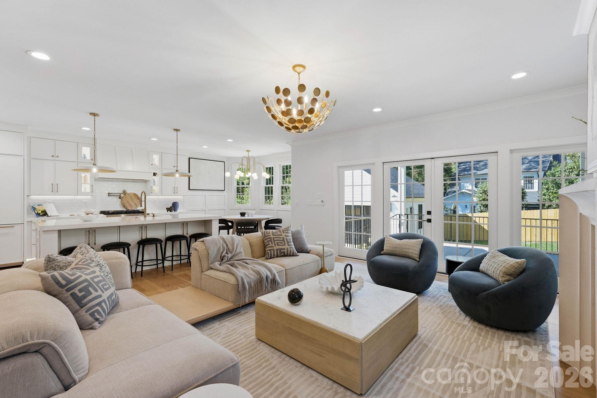 Main living area encompassing the kitchen, living room, and breakfast area - 1740 Merriman Avenue, Charlotte