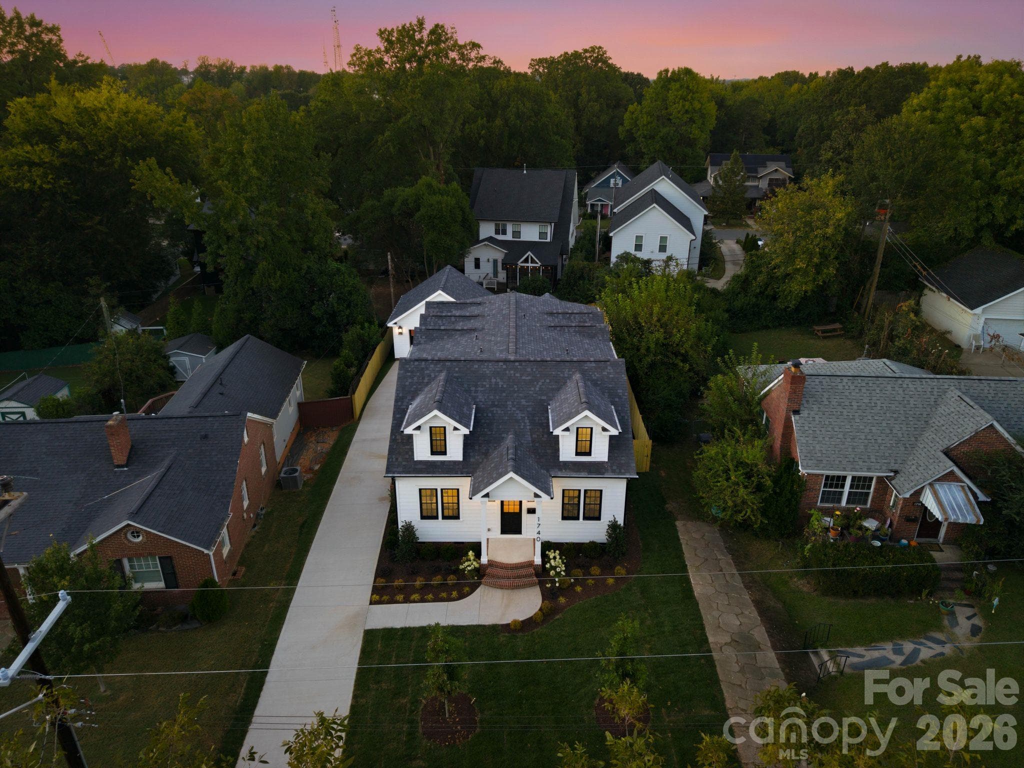 Aerial view at twilight - 1740 Merriman Avenue, Charlotte