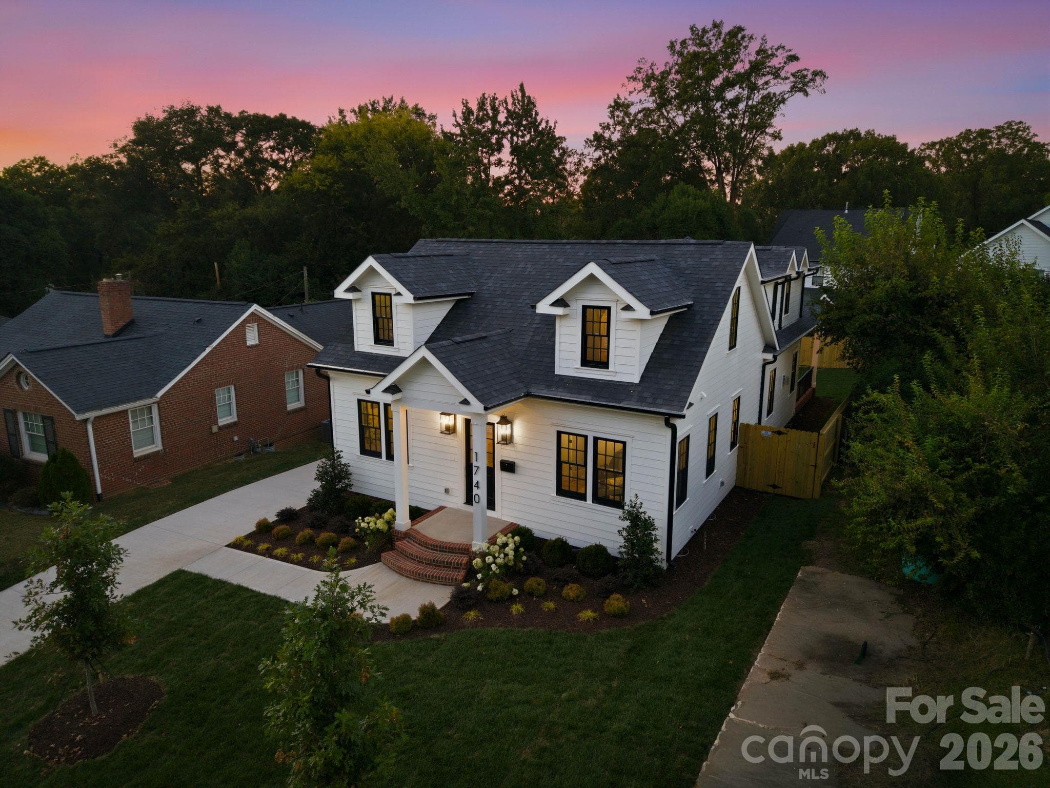 Aerial view at twilight - 1740 Merriman Avenue, Charlotte