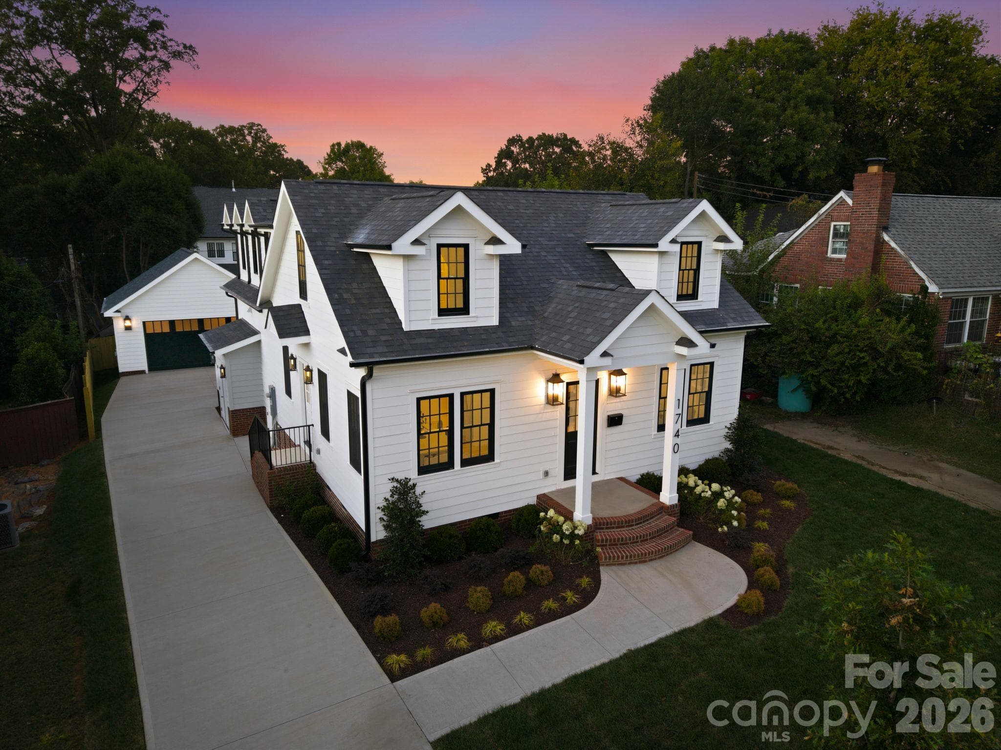 Aerial view at twilight - 1740 Merriman Avenue, Charlotte