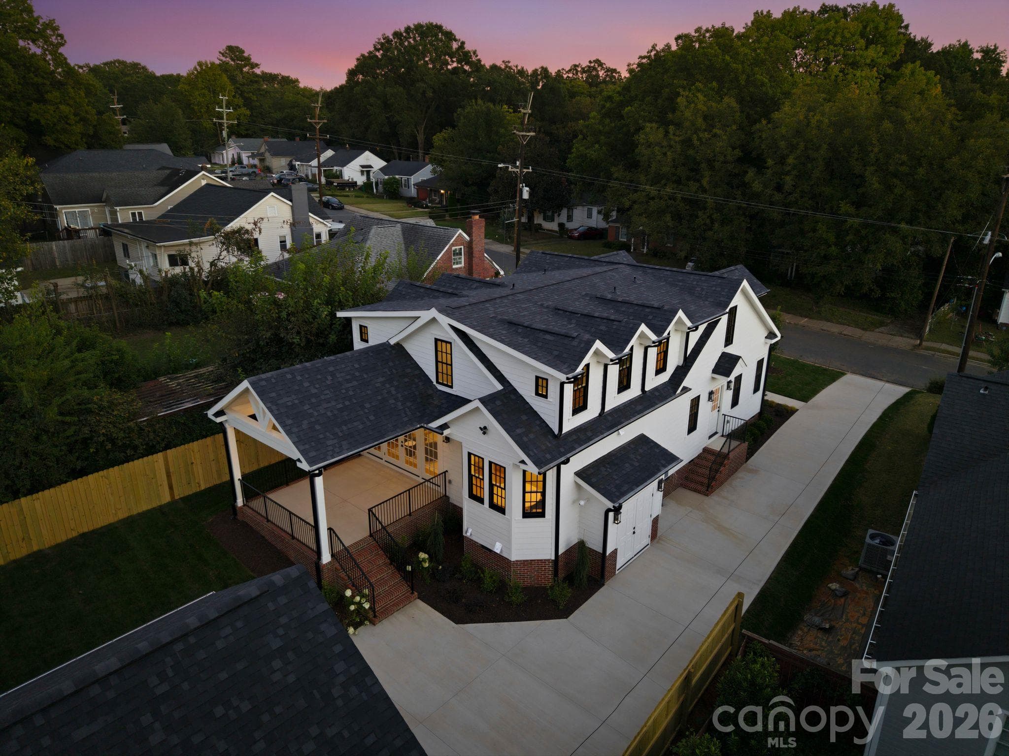 Aerial view at twilight - 1740 Merriman Avenue, Charlotte