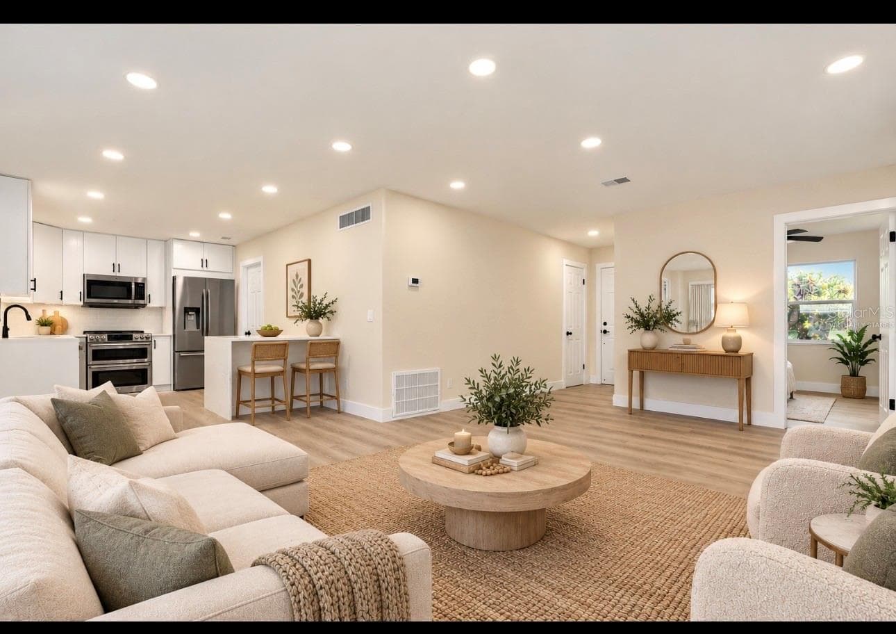 Virtually staged living room - 140 BOMBAY AVE, WINTER SPRINGS