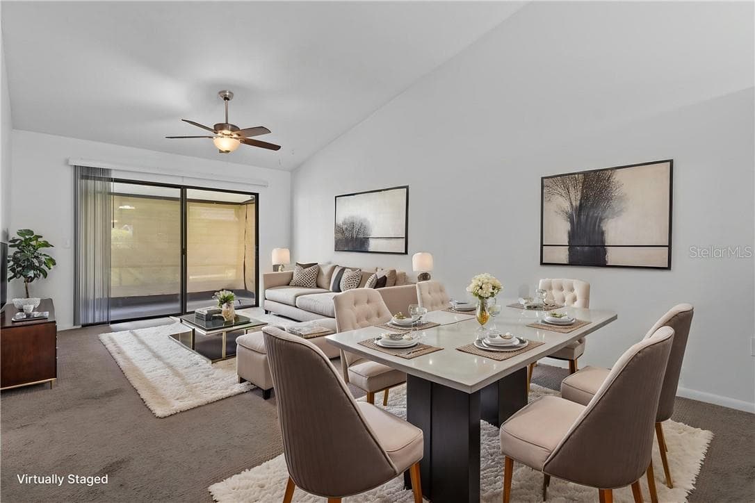 Livingroom/Dining room staged virtually - 1304 Siesta TER, INVERNESS FL 34450