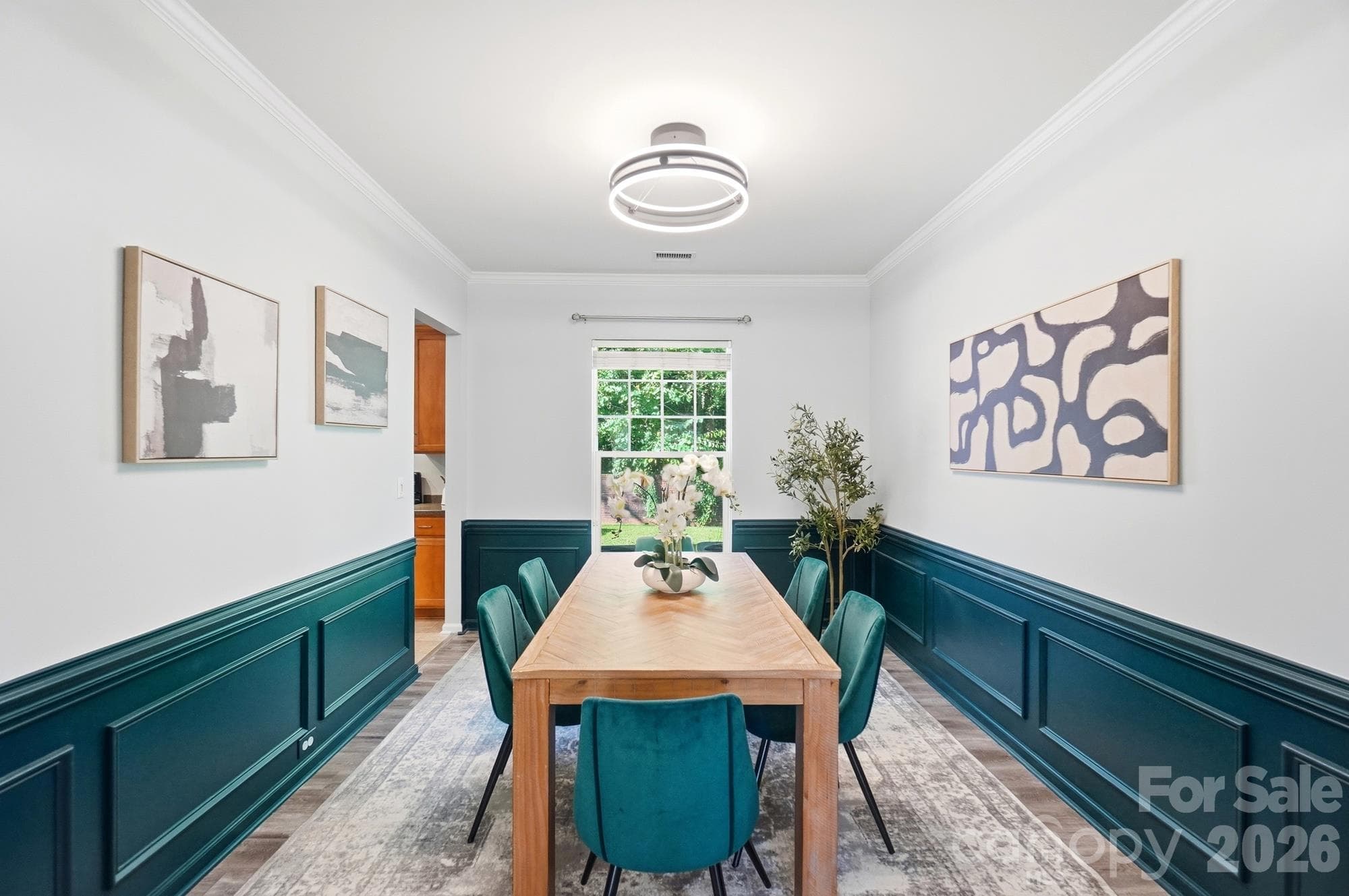 Dining Room with picture frame molding - 10329 Misty Moss Court, Mint Hill