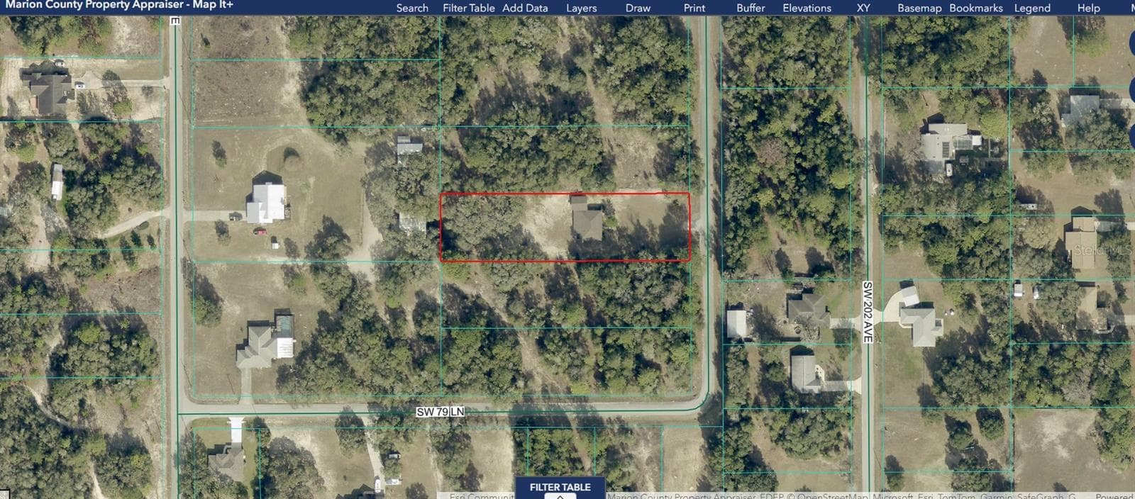 AERIAL ABOVE HOME RED OUTLINE - 7910 SW 202ND CT, DUNNELLON