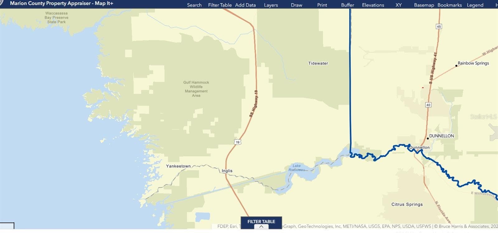 Home's (THE RED RECTANGLE) proximity to The RAIN RIVER PUBLIC ACCESS - 7910 SW 202ND CT, DUNNELLON