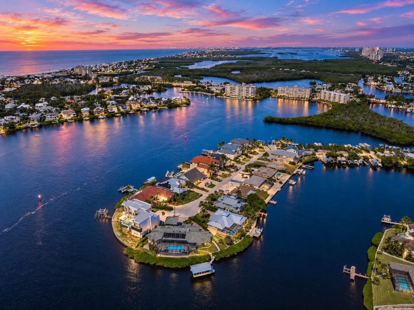 Aerial_2903rdStreet_BonitaSprings_Waterfront_Twilight.jpg - 290 3RD ST W, BONITA SPRINGS