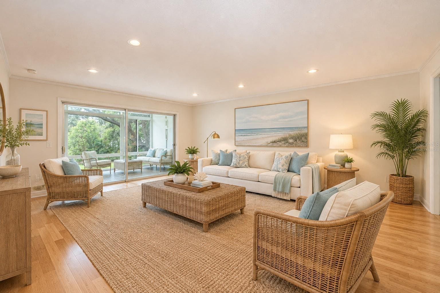 Living room from front entry way. Virtually staged. - 700 MELROSE AVE #M23, WINTER PARK