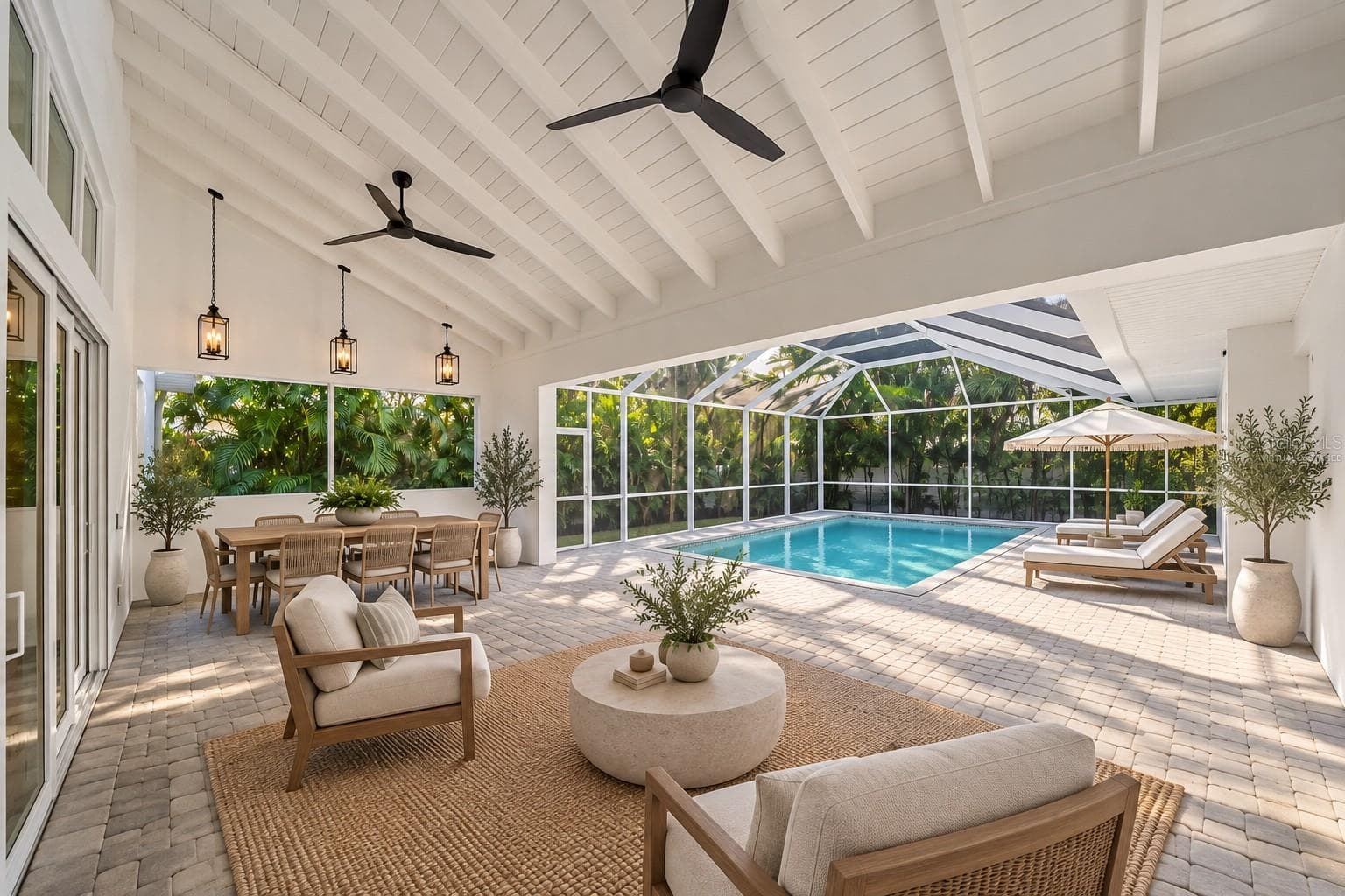 Pool Patio - Virtually Staged - 2436 ARLINGTON ST, SARASOTA