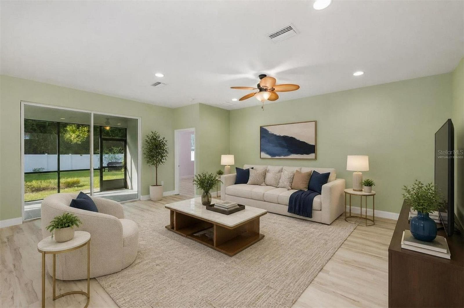 Virtually staged living room - 13786 HUNTING CREEK PL, SPRING HILL