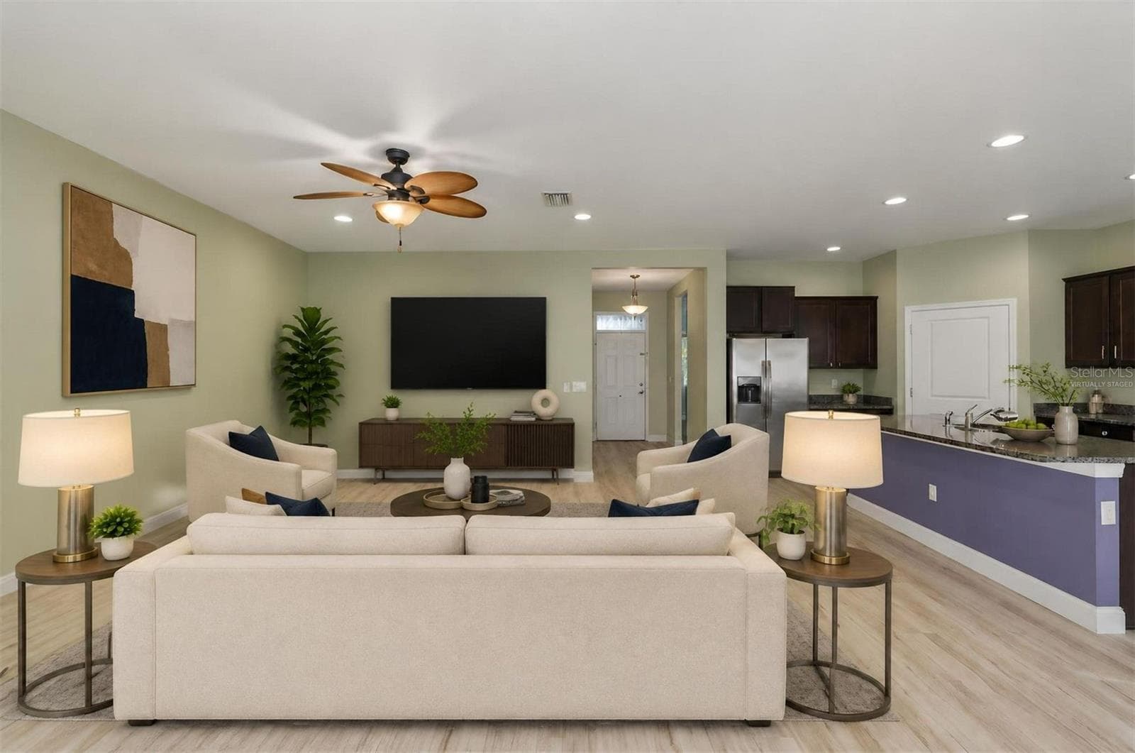 Virtually staged living room - 13786 HUNTING CREEK PL, SPRING HILL