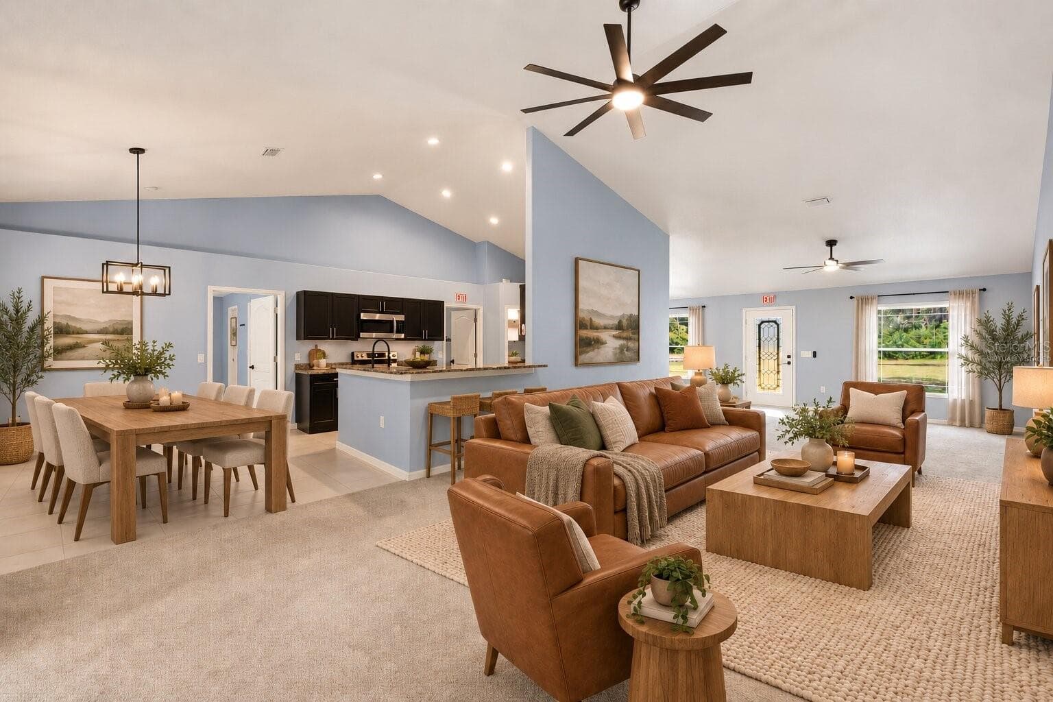 Virtually staged Great room and dining room - 10149 ROCKBAY RD, BROOKSVILLE