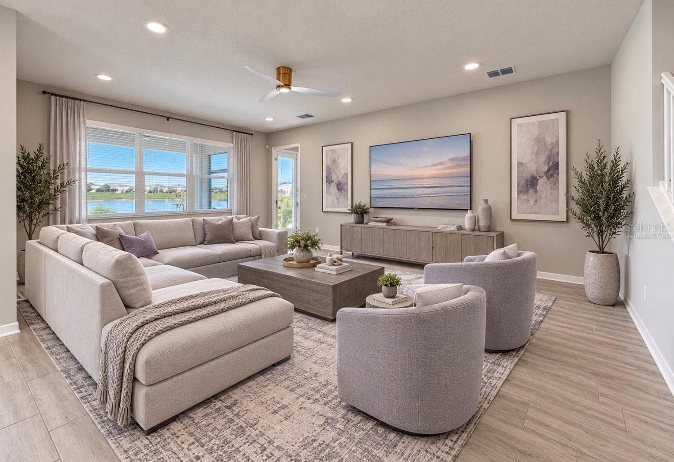 Living room. Virtually Staged - 3179 MARINE GRASS DR, WIMAUMA