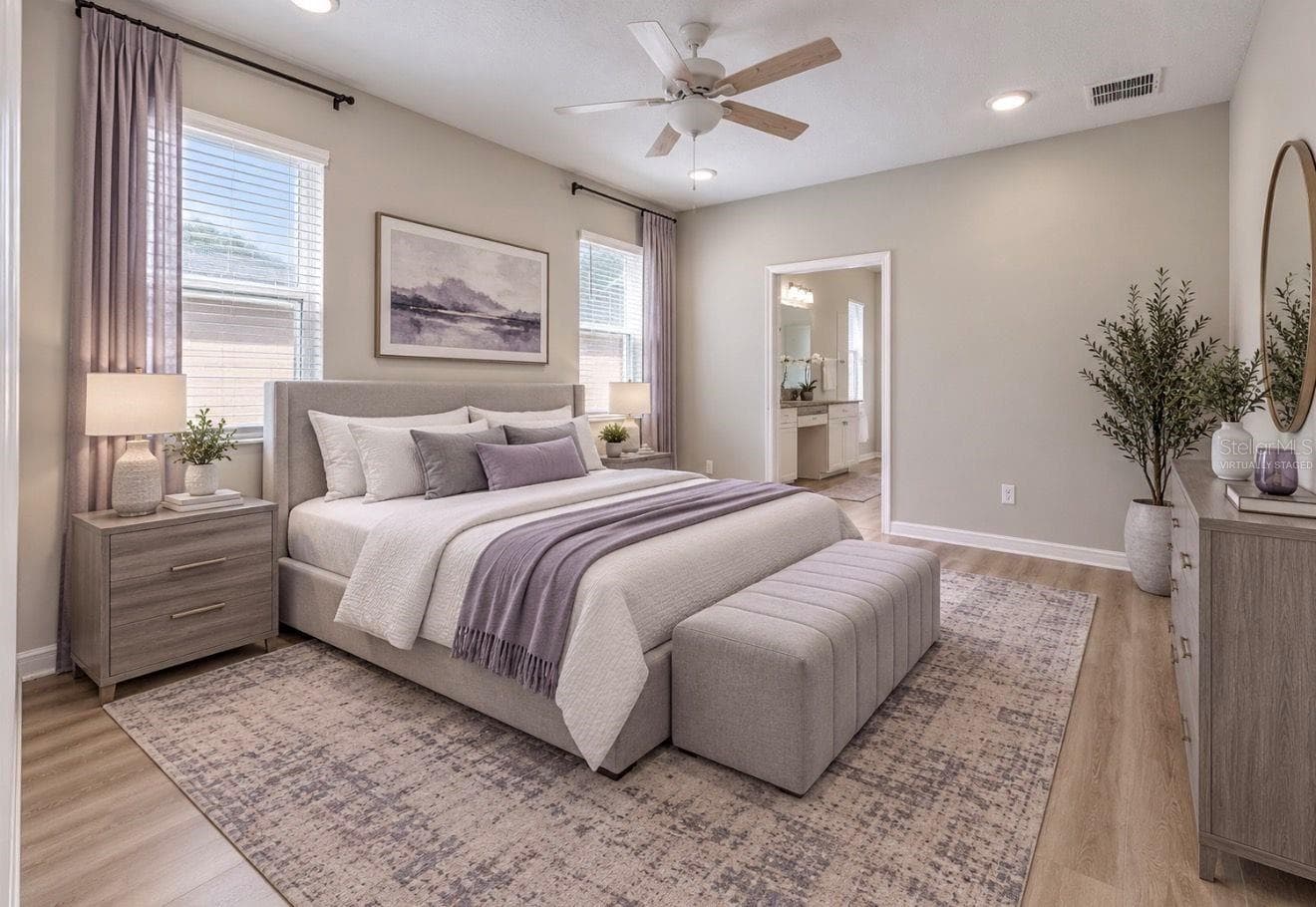 First Floor Primary Bedroom. Virtually Staged - 3179 MARINE GRASS DR, WIMAUMA