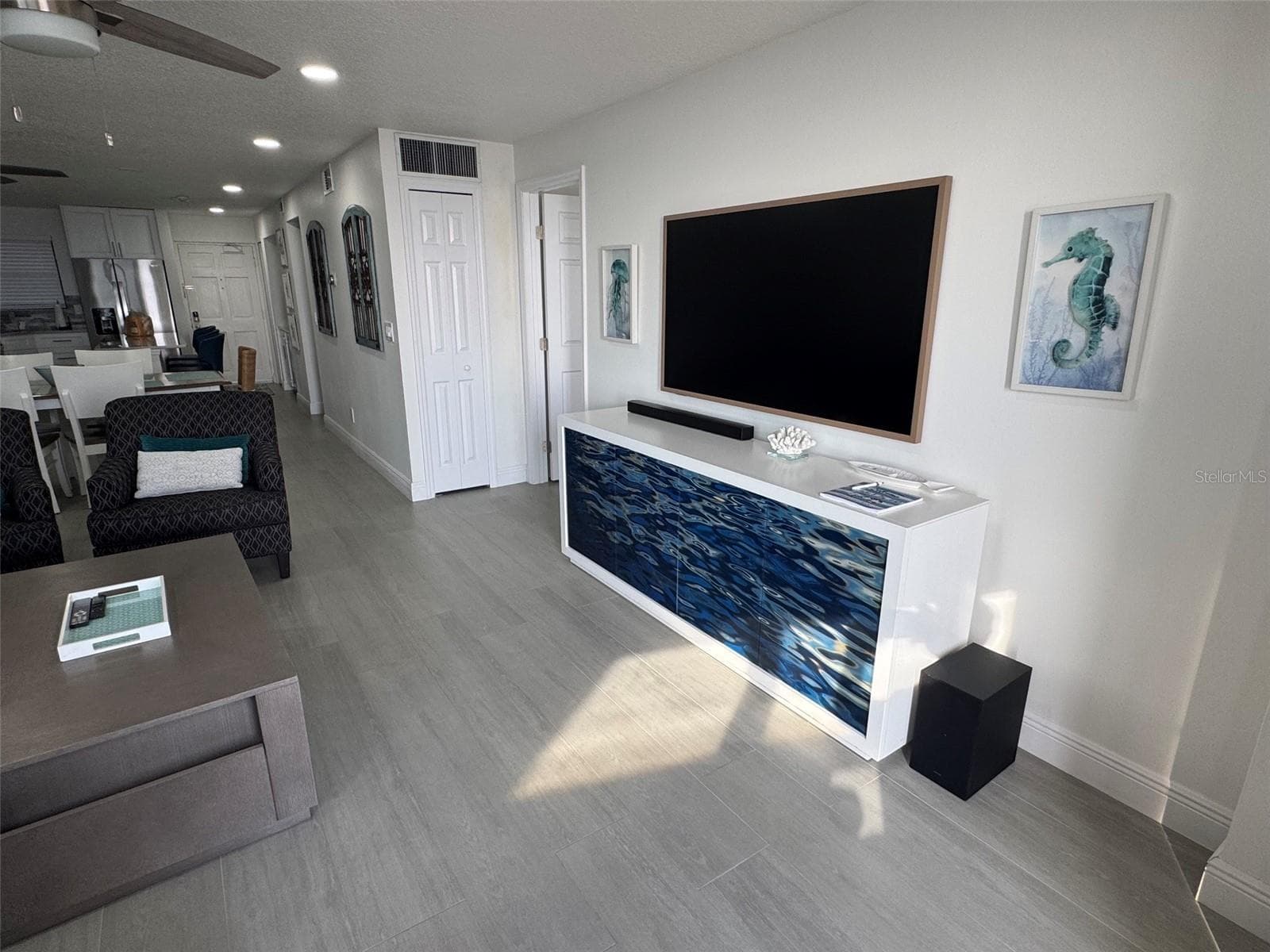 Living Room with TV - 4745 S ATLANTIC AVE #102, PONCE INLET