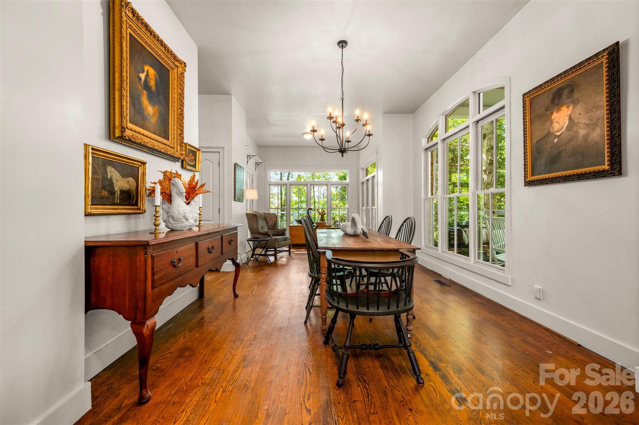 View from front entry to dining area and sunroom - 600 John Weaver Road, Columbus