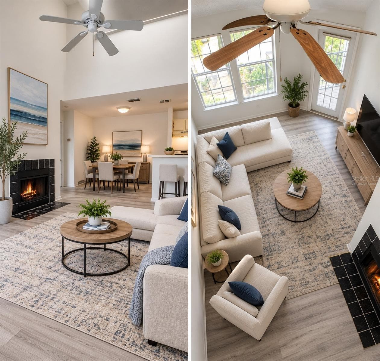 Virtually staged living room - 6142 WESTGATE DR #304, ORLANDO