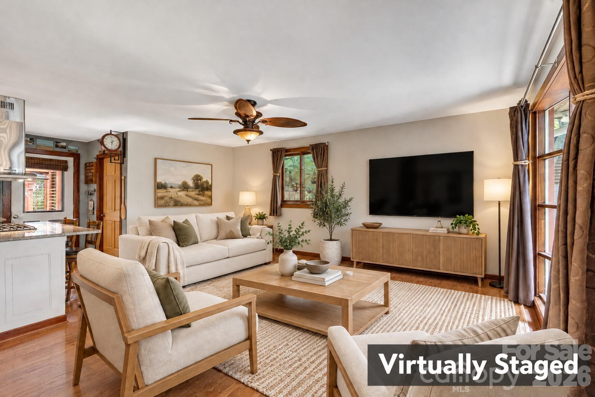 Living room Virtually Staged - 7697 Katherine Drive, Denver