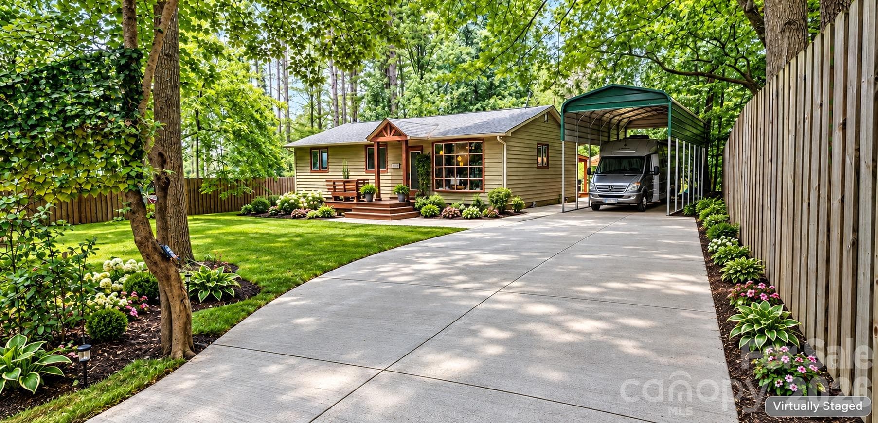 Front Yard Virtually Staged - 7697 Katherine Drive, Denver