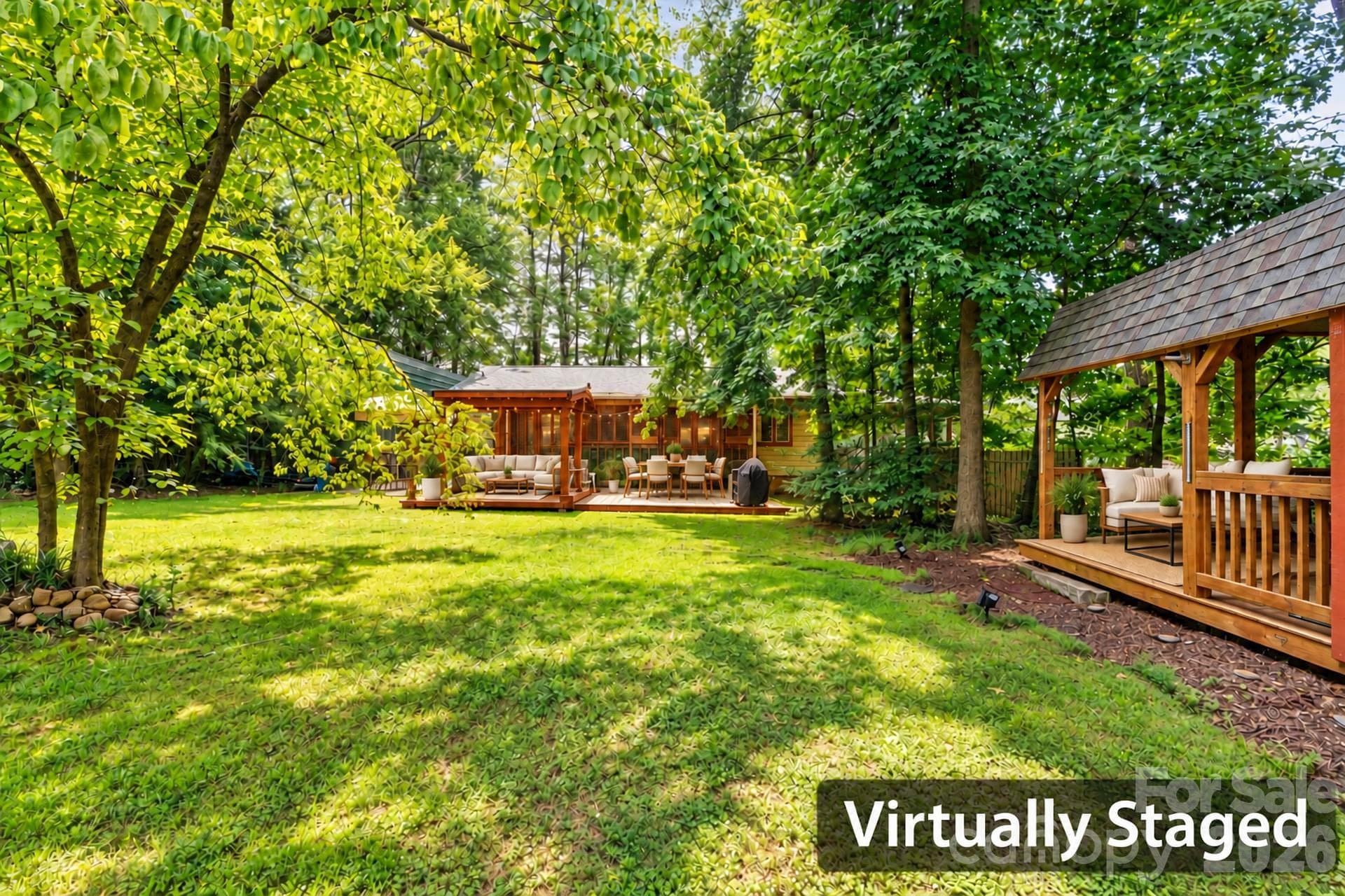 Back yard Virtually Staged - 7697 Katherine Drive, Denver
