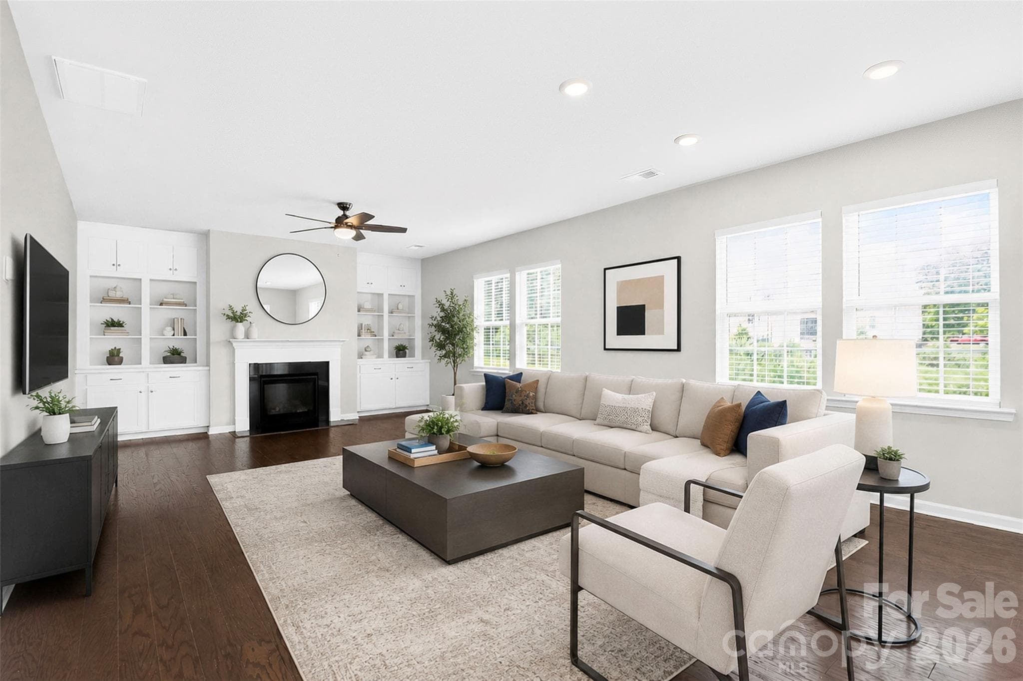 Family Room Virtually Staged - 17504 Terryglass Lane, Charlotte