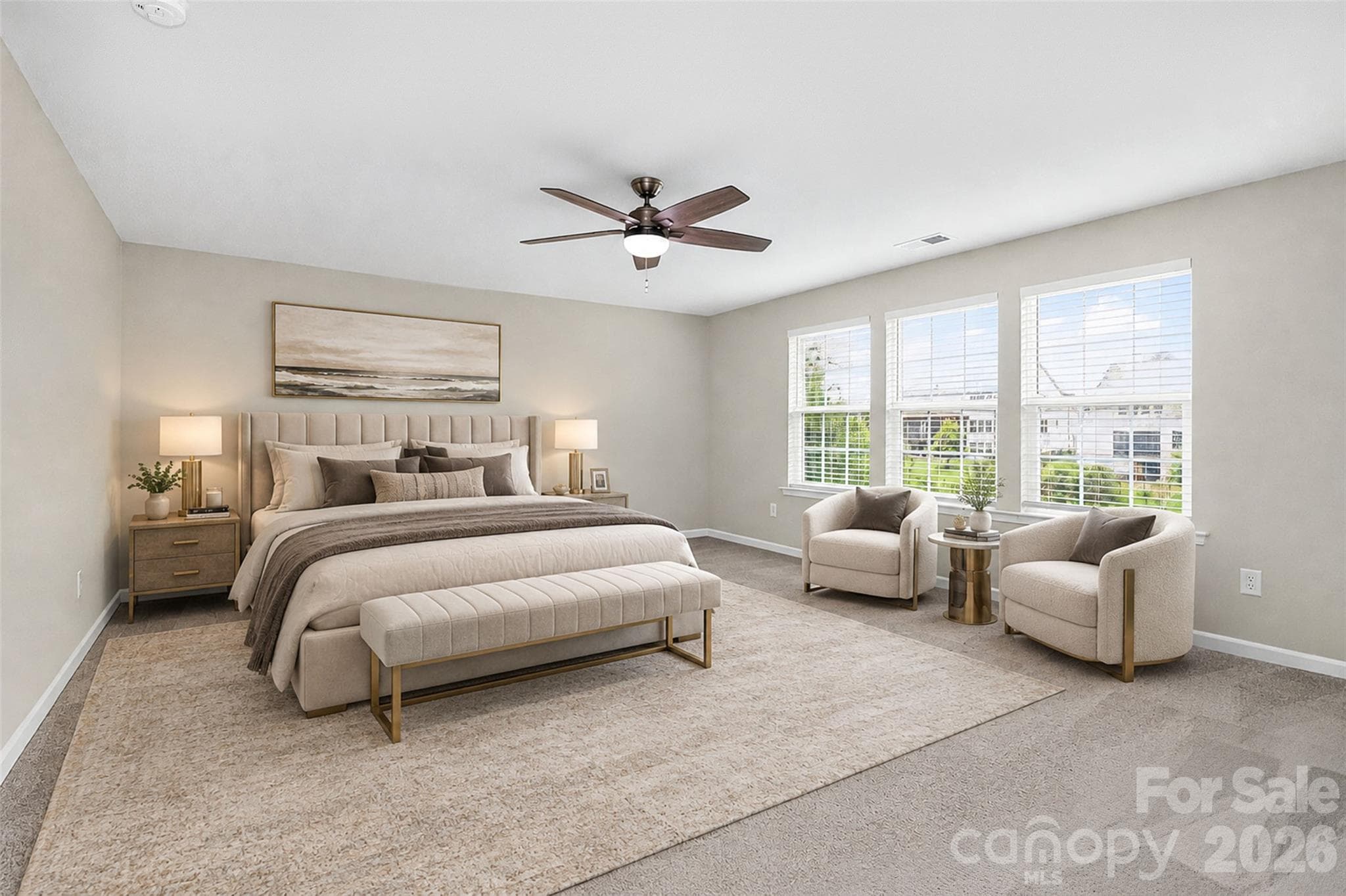 Master Bedroom Virtually Staged - 17504 Terryglass Lane, Charlotte