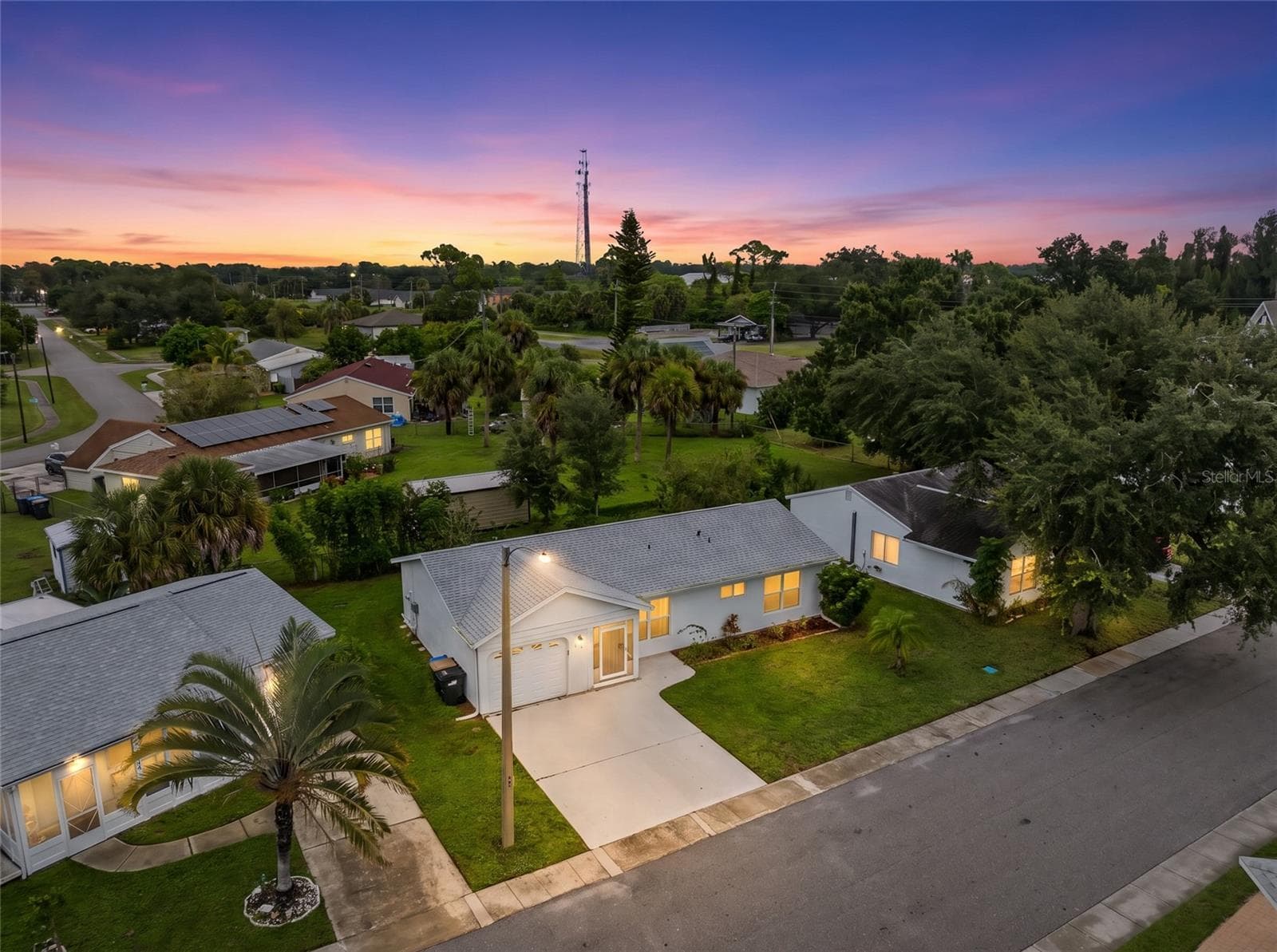 Aerial_8130PickwickRd_NorthPort_CurbAppeal_Twilight.jpg - 8130 PICKWICK RD, NORTH PORT