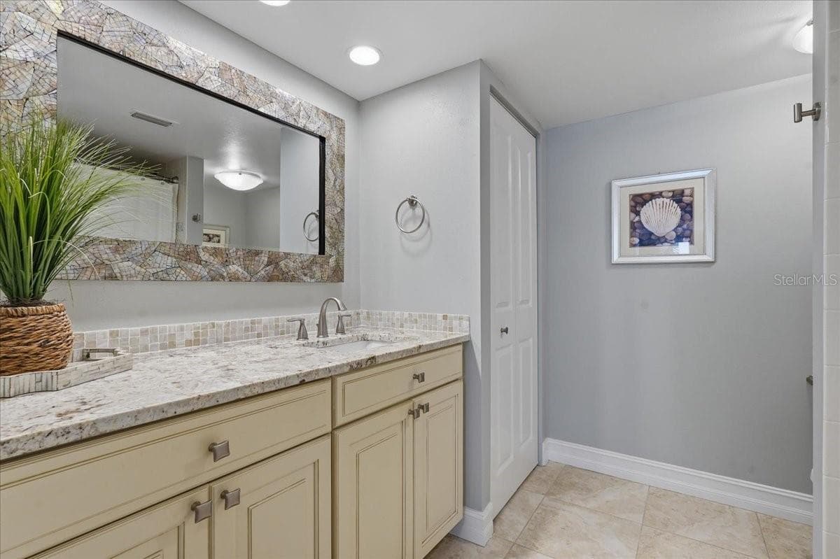 PRIMARY BATHROOM ~ WITH LOTS OF COUNTER SPACE! - 1430 GULF BLVD #407, CLEARWATER BEACH