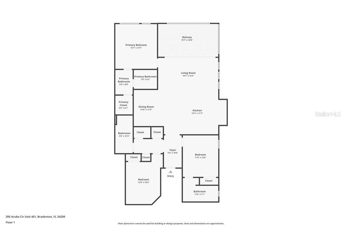 floor plan - 395 ARUBA CIR #203, BRADENTON