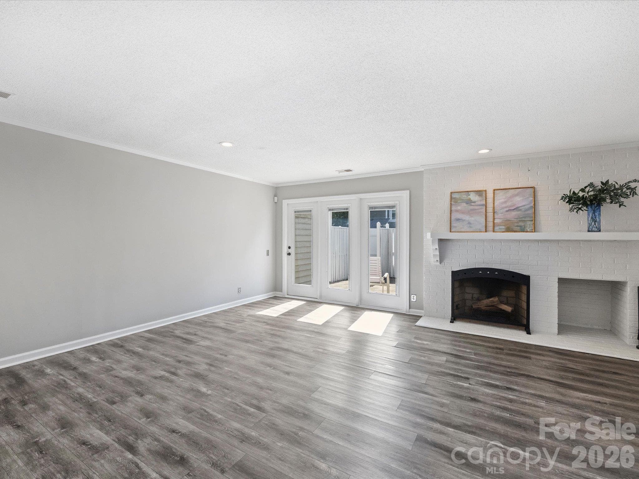 Living Room with Wood Burning Fireplace - 7243 Meeting Street, Charlotte