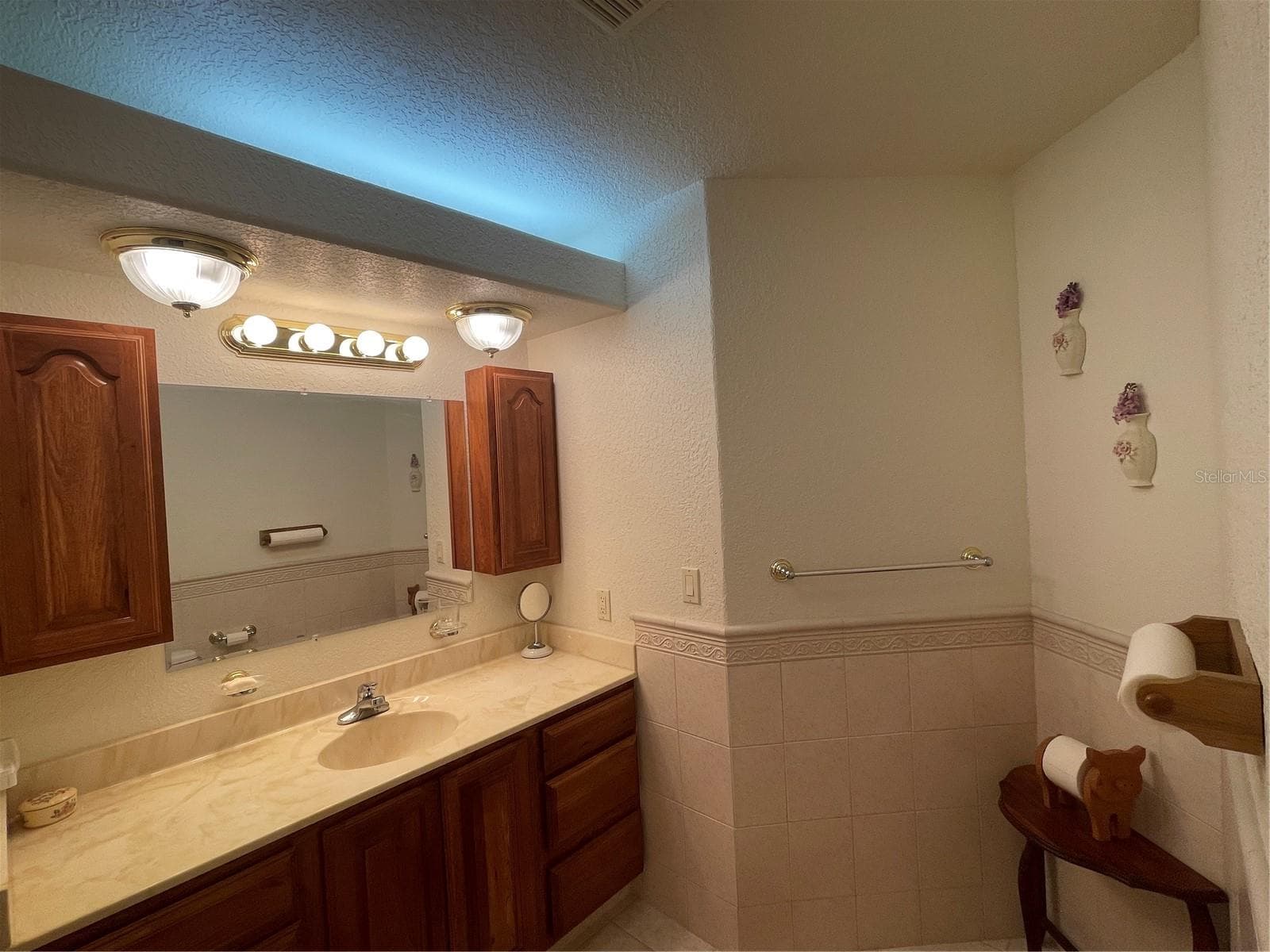 Guest bathroom has hard wood cabinets - 5422 CYRIL DR, DADE CITY