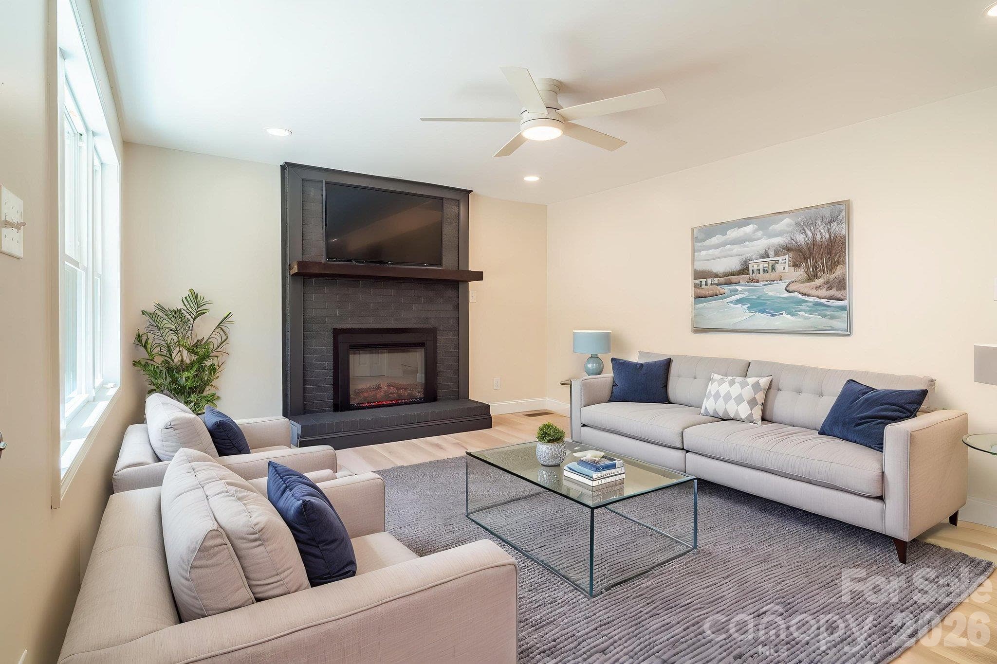 Living room virtually staged - 3078 Pax Hill Road, Morganton